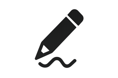 Black simple icon of a pencil and a drawn squiggly line - PNG transparent background