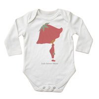 Poppy baby bodysuit in white (0–6 months) with hand-drawn illustration by Justmimmi
