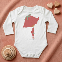Poppy baby baby bodysuit in white (0–6 months) with hand-drawn illustration from the Bloom collection by Justmimmi