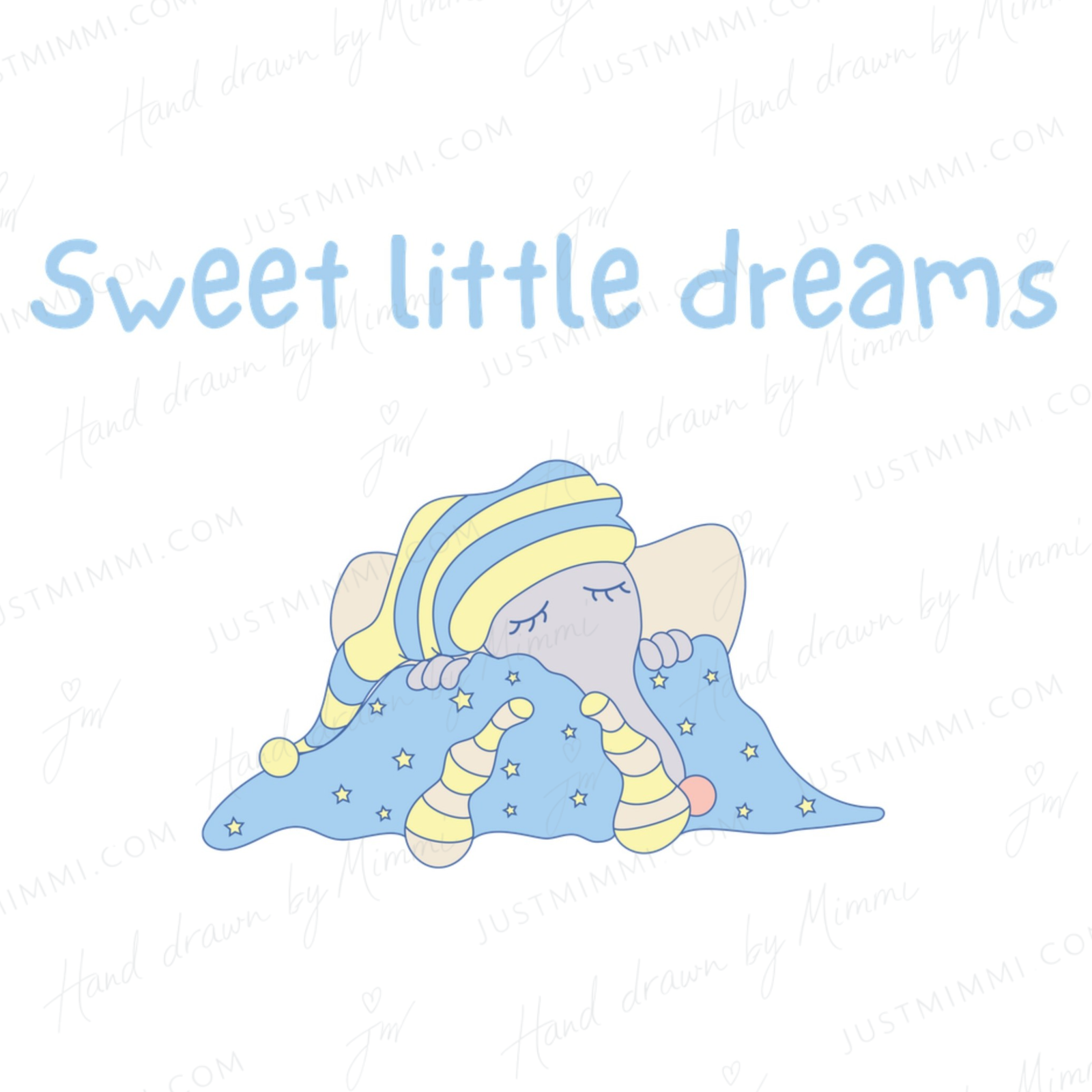 Sweet Little Dreams hand-drawn illustration by Justmimmi
