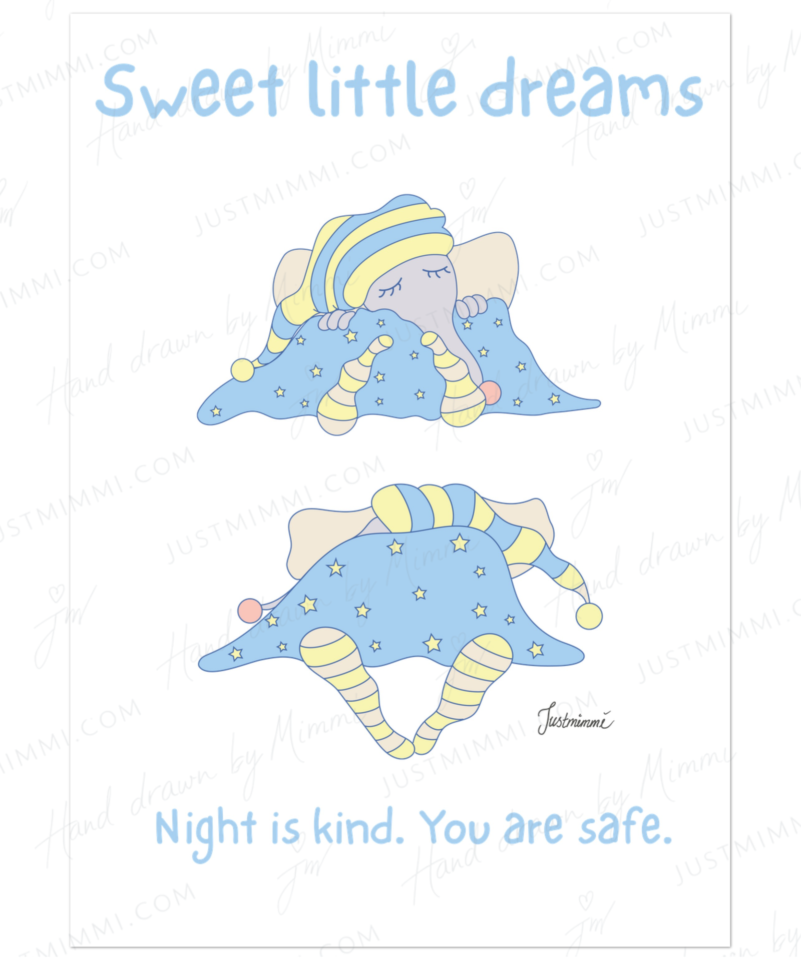 Sweet Little Dreams character illustration poster from the Bloom collection by Justmimmi