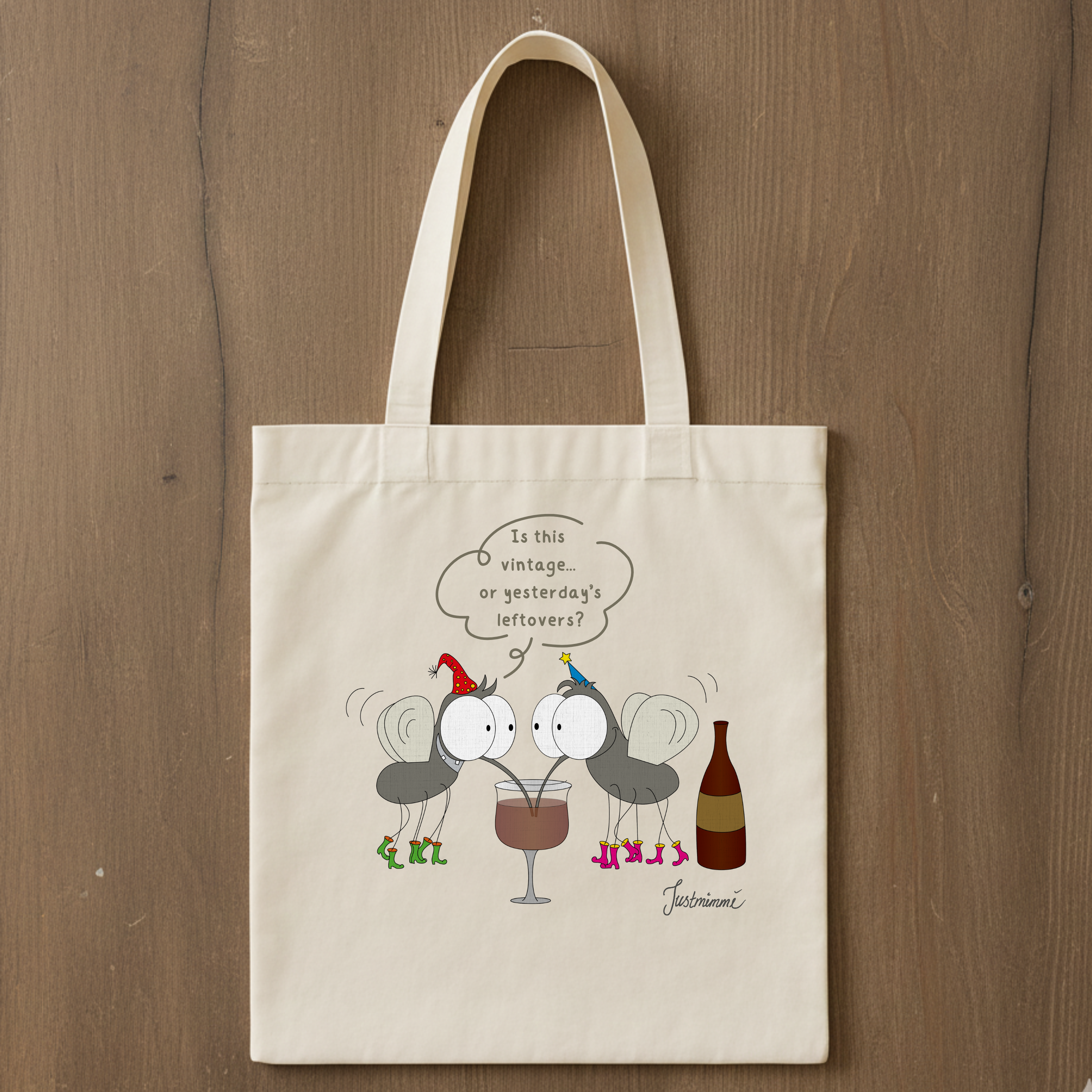 Flies Drinking Wine — Tote Bag